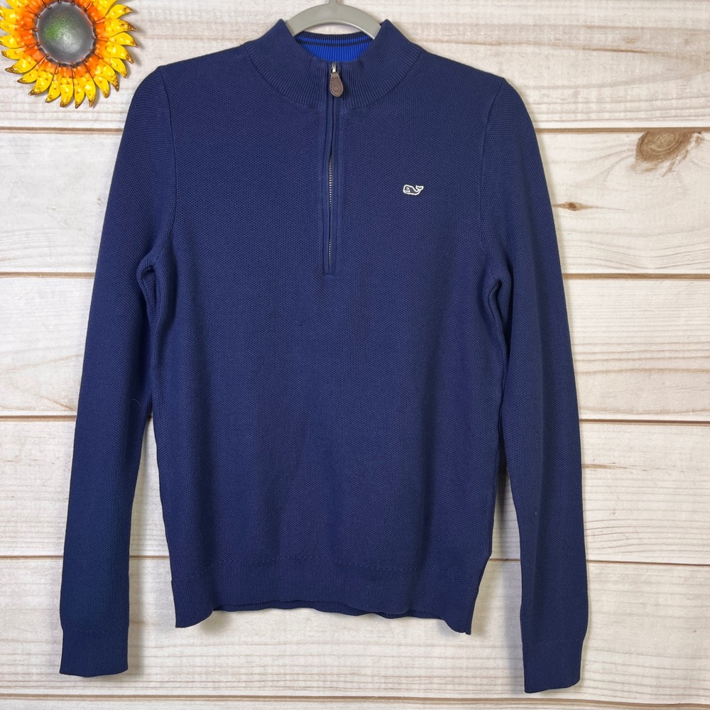 Vineyard Vines Boys L Deep Bay Classic 1/4 Zip Mockneck Sweater NWT